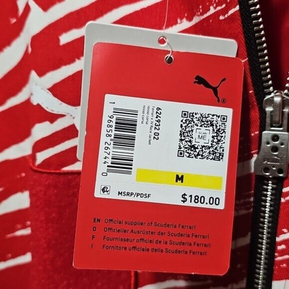 Puma x Ferrari Red and White Men's Jacket Medium Rosso Corsa New - Picture 6 of 12